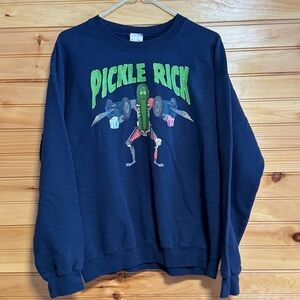 Ripple Junction Rick and Morty Pickle Rick Crewneck Sweatshirt Navy Size Medium